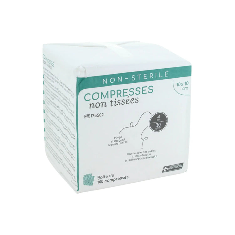 Compresses non-tissées non stériles - 30g/m2 - Boîte de 100 - Plusieurs dimensions - Euromédis Euromédis 