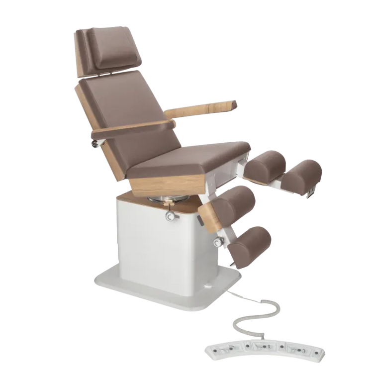 Fauteuil de pédicurie - MOON - Relevage électrique - Filaire - Ruck My Podologie  Muscade-3-moteurs-Chêne