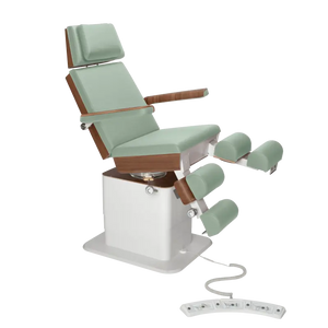 Fauteuil de pédicurie - MOON - Relevage électrique - Filaire - Ruck My Podologie  Sauge-3-moteurs-Noyer