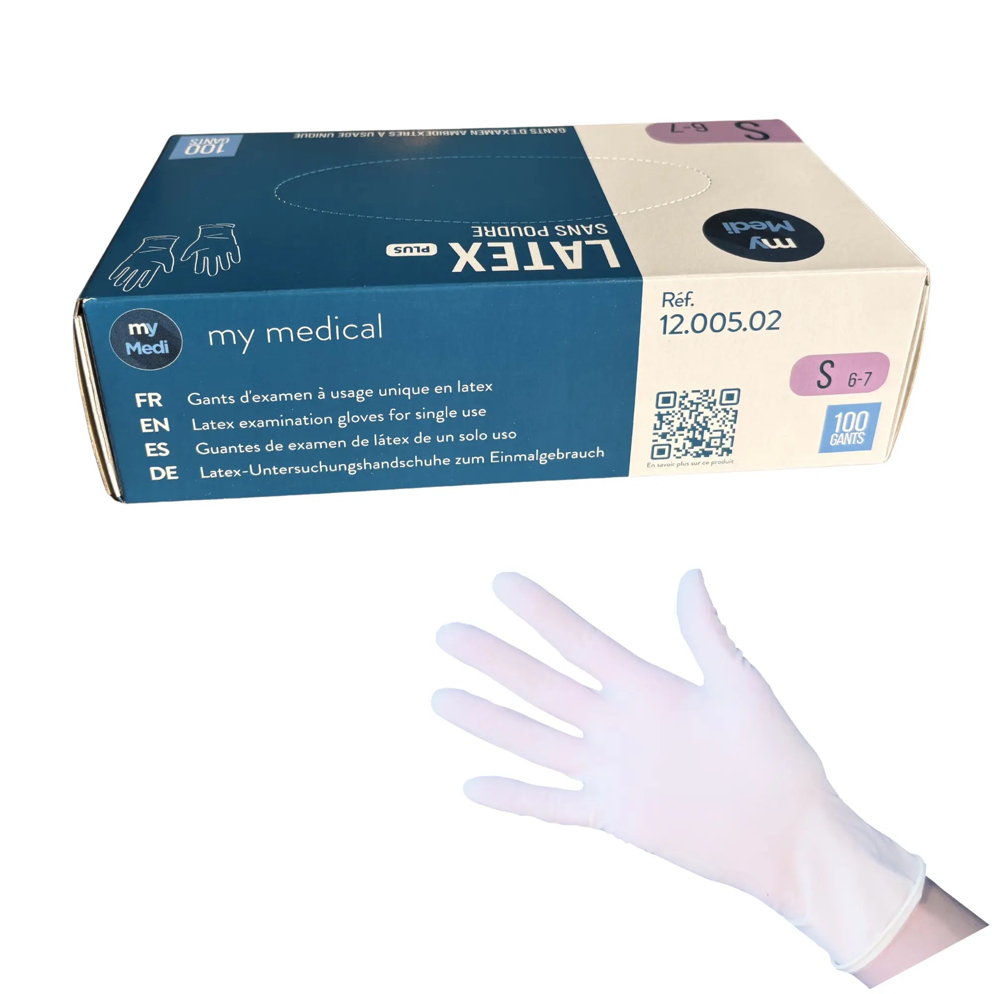 Gants d'examen - Latex - Sans poudre - Ambidextres - Boite de 100 - My Podologie MP 