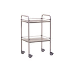 Stainless steel pedestal table - 2 trays - 60 x 40 x 80 cm - Removable galleries