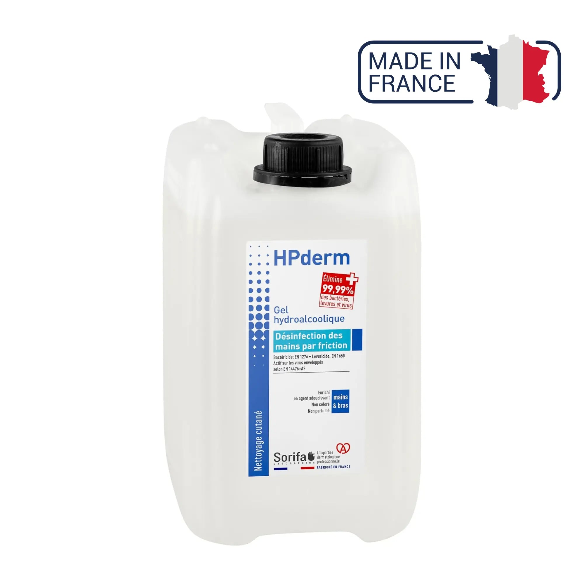 HPderm - Gel hydroalcoolique - Désinfection par friction - plusieurs contenances Laboratoire Sorifa  Bidon 5 L