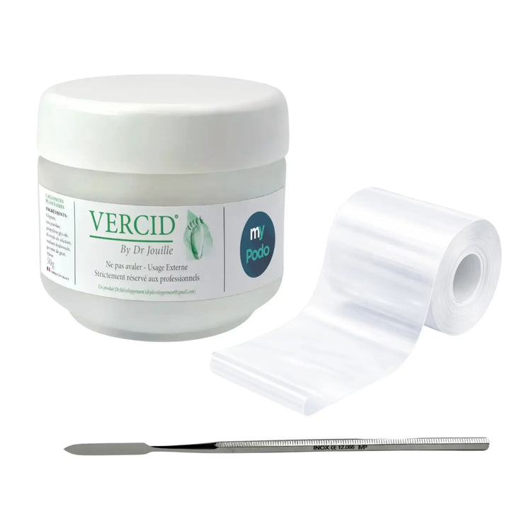 Vercid kit from Doctor Jouille - 50 g jar + Cement spatula + Roll of transparent adhesive dressing Vercid by Dr Jouille 