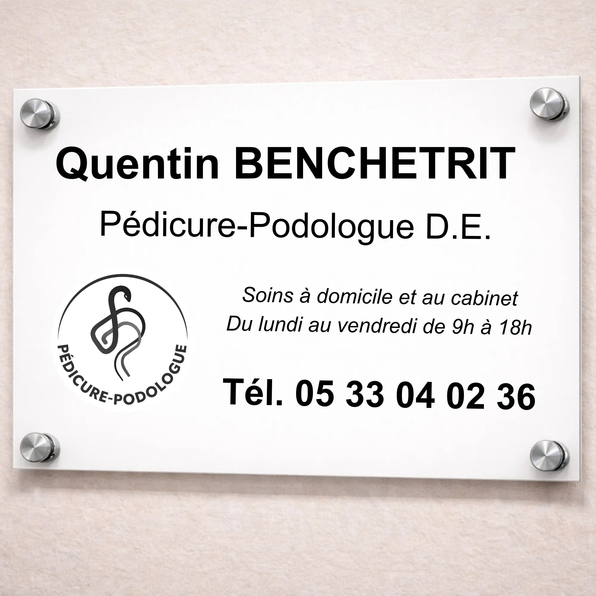 Plaque professionnelle Pédicure-Podologue personnalisable My Podologie 