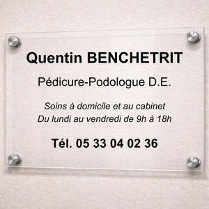 Plaque professionnelle Pédicure-Podologue personnalisable - Sans fixations My Podologie 